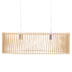 Beliani Pendant Lamp Light Wood MDF Boho Design Pendant Light Material:Plywood Size:25x124x80