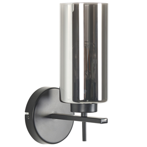 Beliani Wall Lamp Grey and Black Iron Base Glass Smoked Shade Single Light Point Home Accessories Illumination  Material:Glass Size:17x29x17