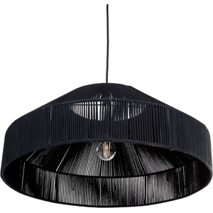 Beliani Pendant Hanging Lamp Black Cotton Rope Dome Shade Japandi Contemporary Style  Material:Cotton Size:61x224x61