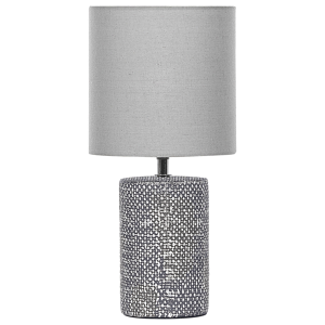 Beliani Table Lamp Grey Ceramic Base Fabric Lampshade Bedside Light Home Decoration  Material:Ceramic Size:20x43x20