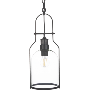 Beliani Pendant Lamp Black Metal 166 cm Frame Clear Glass Shade Retro Style Ceiling Light Material:Iron Size:18x166x18