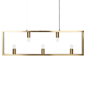 Beliani 5 Light Pendant Lamp Brass Metal Rectangular Frame Glam Industrial Style Living Room Dining Material:Iron Size:4x127x100