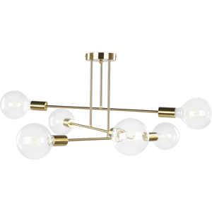 Beliani Ceiling Lamp Brass Metal 33 cm 6 Lights Iron no Shades Living Room Bedroom Industrial Modern Material:Metal Size:61x33x61