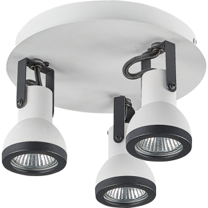 Beliani 3 Light Ceiling Lamps White and Black Metal Swing Arm Cone Shade Spotlight Design Round Rail Material:Iron Size:21x12x21