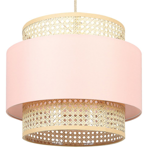 Beliani Pendant Lamp Natural Pink Rattan Polyester Shade Boho Lighting Hanging Light Material:Polyester Size:40x172x40