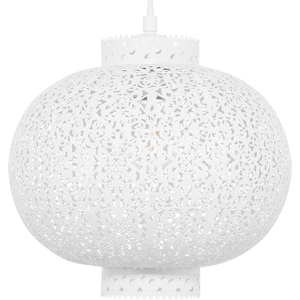 Beliani Ceiling Lamp White Metal 88 cm Pendant Moroccan Openwork Shade Oriental Material:Metal Size:27x88x27