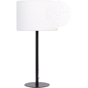 Beliani Bedside Table Lamp White Boucle Drum Shade Metal Base 40 cm Modern Style Living Room Bedroom Material:Boucle Size:20x40x20