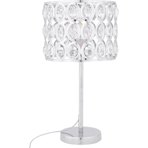 Beliani Table Lamp Silver Metal 53H cm Crystal Drum Shade Openwork Glam Material:Metal Size:25x53x25