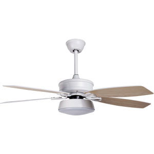 Beliani Ceiling Fan with Light Ventilator White Synthetic Material Metal 5 Blades Remote Control Minimalist Design Material:Iron Size:110x50x110