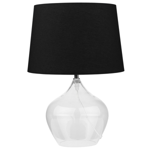 Beliani Table Lamp Transparent and Black Clear Glass Base Polyester Drum Shade Modern Design Material:Glass Size:30x45x30