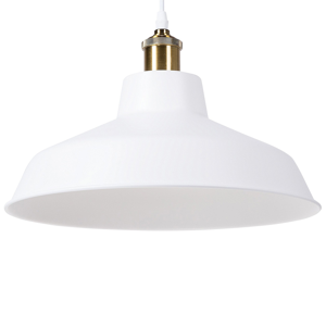 Beliani Hanging Light Pendant Lamp White Round Metal Shade Industrial Design Material:Metal Size:35x168x35