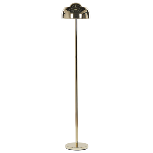 Beliani Floor Lamp Gold Metal Round Base Dome Shade Glam Ambient Light Living Room Lightning Material:Steel Size:29x148x29