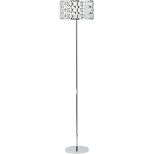 Beliani Floor Lamp Silver Metal 160H cm Crystal Drum Shade Modern Glam Material:Metal Size:35x160x35