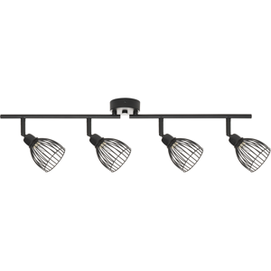 Beliani Ceiling Lamp Black Metal 4 Light Cage Shades Adjustable Arms Modern Material:Metal Size:8x20x66