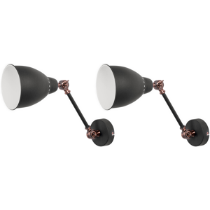 Beliani Set of 2 Wall Spot Lamps Graphite Grey Metal Swing Arm Small Reading Light Modern Design Material:Metal Size:49x23x14