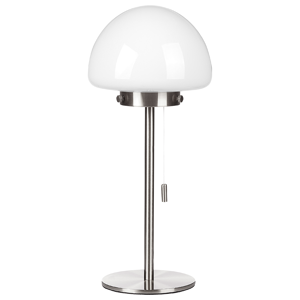 Beliani Table Lamp Silver Metal Base Glass Shade Pull Switch Minimalistic Style Home Office Light Material:Glass Size:17x39x17