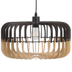 Beliani Hanging Lamp Pendant Lamp Light Wood Black Scandinavian Design Material:Plywood Size:40x124x40
