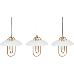 Beliani Pendant Lamp Gold and White Metal Handmade 3 Point Lighting Modern Decorative Lights Living Room Decor Material:Metal Size:7x121x76