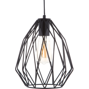 Beliani 1-Light Pendant Ceiling Lamp Black Cage Wire Shade Openwork Industrial Material:Metal Size:22x124x22