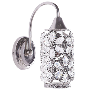 Beliani Wall Lamp Silver Metal Sconce Flowers Crystals Material:Metal Size:11x22x11
