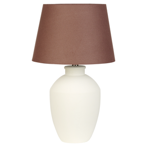 Beliani Table Lamp White Ceramic Base Linen Drum Shaped Shade Minimalistic Design Material:Ceramic Size:33x55x33