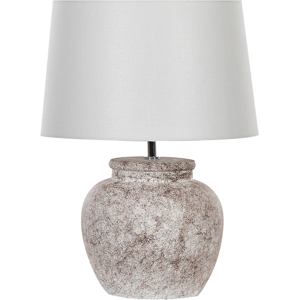 Beliani Table Lamp Beige Ceramic 50 cm Boho Night Light Shade Cracked Texture Bedroom Living Room Material:Ceramic Size:35x47x35