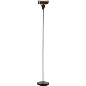 Beliani Floor Lamp Black and Gold Metal Base Glass Smoked Shade 154 cm Pull Switch Modern Bedroom Living Room Lighting Material:Iron Size:25x175x25