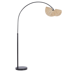 Beliani Floor Standing Lamp Natural Paper Pulp Textured Shade Japandi Natural Style  Material:Paper Size:35x189x130