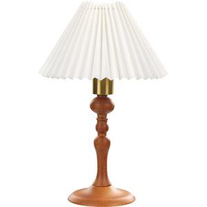 Beliani Table Lamp Dark Oak Wood Cotton White Shade 38 cm Bedside Light Lighting Retro Elegant  Material:Oak Wood Size:24x39x24