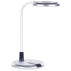 Beliani LED Desk Lamp Silver Synthetic Table Lighting Reding Computer Lamp Adjustable Arm Dimmer Colour Temperature Change  Material:Synthetic Material Size:19x43x19