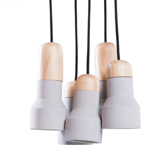 Beliani 5-Light Pendant Cluster Grey Concrete Lamp Industrial Material:Concrete Size:18x133x27