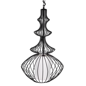 Beliani Pendant Ceiling Lamp Black Metal Open Cage Shade Industrial Glamour Material:Metal Size:40x110x40