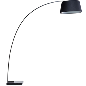 Beliani Floor Lamp Black Metal 234 cm Curved Frame Polycotton Drum Shade Marble Base Modern Design Material:Metal Size:50x188x160