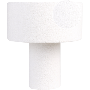 Beliani Bedside Table Lamp White Base Boucle Drum Shade 40 cm Modern Style Living Room Bedroom Material:Boucle Size:35x40x35