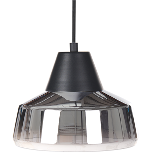 Beliani Pendant Lamp Black and Silver Glass Smoked Shade Modern Bedroom Living Room Lighting Material:Glass Size:23x172x23