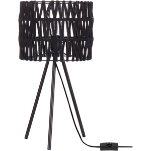 Beliani Table Lamp Black Cotton Shade Iron Tripod Frame Single Light Modern Design Home Accessories Living Room Material:Cotton Size:25x48x25