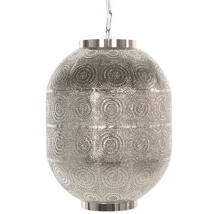 Beliani Pendant Lamp Silver Metal Metalwork Moroccan Style Lighting Material:Metal Size:23x82x23