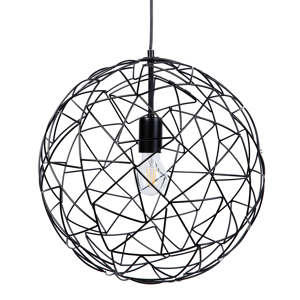 Beliani Hanging Light Pendant Lamp Black Wire Open Round Sphere Shade Metal Industrial Design Material:Metal Size:40x131x40