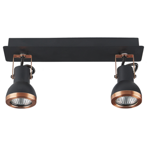 Beliani 2 Light Ceiling Lamps Black and Copper Metal Swing Arm Cone Shade Spotlight Design Rectangular Rail Material:Iron Size:7x12x30