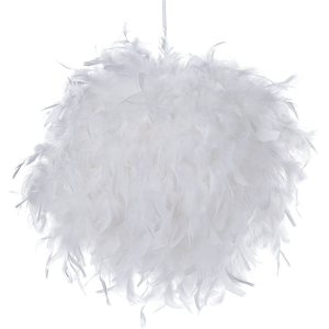 Beliani Pendant Lamp White Feathers Round Shape Glam Modern Material:Feathers Size:40x154x40