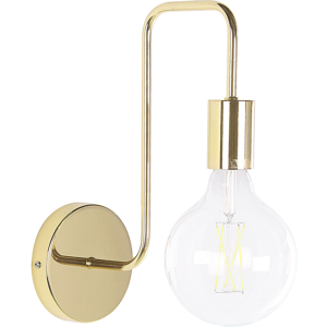 Beliani Wall Lamp Gold Metal Sconce Gloss Finish Exposed Light Bulb Glamour Material:Metal Size:23x32x23