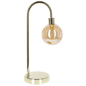 Beliani Table Lamp Gold Steel and Glass Shade Round Night Lamp Desk Light Modern Glam Design Material:Steel Size:13x41x13