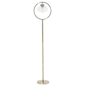 Beliani Floor Lamp Gold Metal 165 cm Round Open Geometric Shade Naked Bulb Material:Metal Size:35x168x35