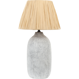 Beliani Table Lamp Grey Ceramic 56 cm Natural Paper Cone Shade Bedside Living Room Bedroom Lighting Material:Ceramic Size:30x56x30