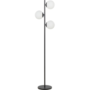 Beliani Floor Lamp Black Metal 15 x 15 x 153 cm Light Lighting 3 Round Globe Shades White Modern Material:Metal Size:35x153x35