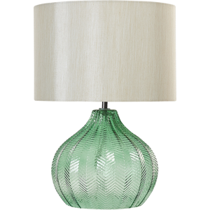 Beliani Table Lamp Green Glass Shade Retro Lighting  Material:Glass Size:30x41x30