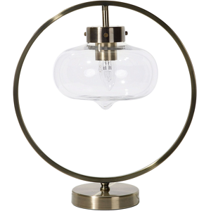 Beliani Table Lamp Bedside Light Gold Metal Round Open Geometric Shade Naked Bulb Material:Metal Size:35x40x35