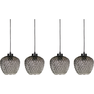 Beliani Pendant Lamp Grey Glass Shades Smoked Iron 4 Light Modern Design Home Accessories Living Room Material:Glass Size:18x121x90