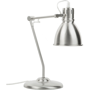 Beliani Table Lamp Silver Metal Adjustable Arm Reading Light Round Shade Modern Design Material:Steel Size:15x44x15