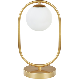 Beliani Table Lamp Gold Glass Shade Iron Rod Frame Single Light Modern Design Home Accessories Living Room Material:Iron Size:14x35x14